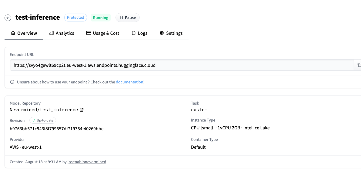 Inference Endpoint Created